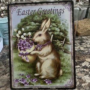 Metal Hanging Easter Bunny Art
